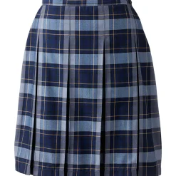 School Uniform Girls Plaid Box Pleat Skirt Top of the Knee