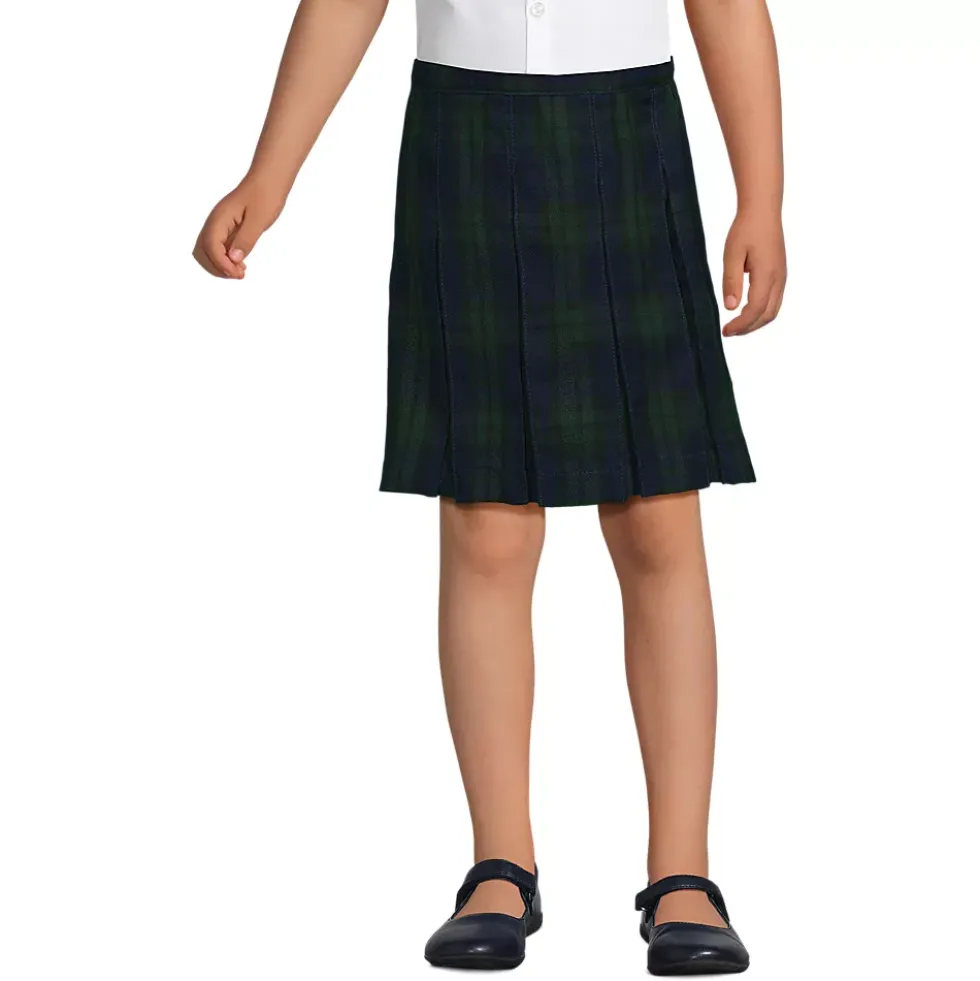 School Uniform Girls Plaid Box Pleat Skirt Top of the Knee