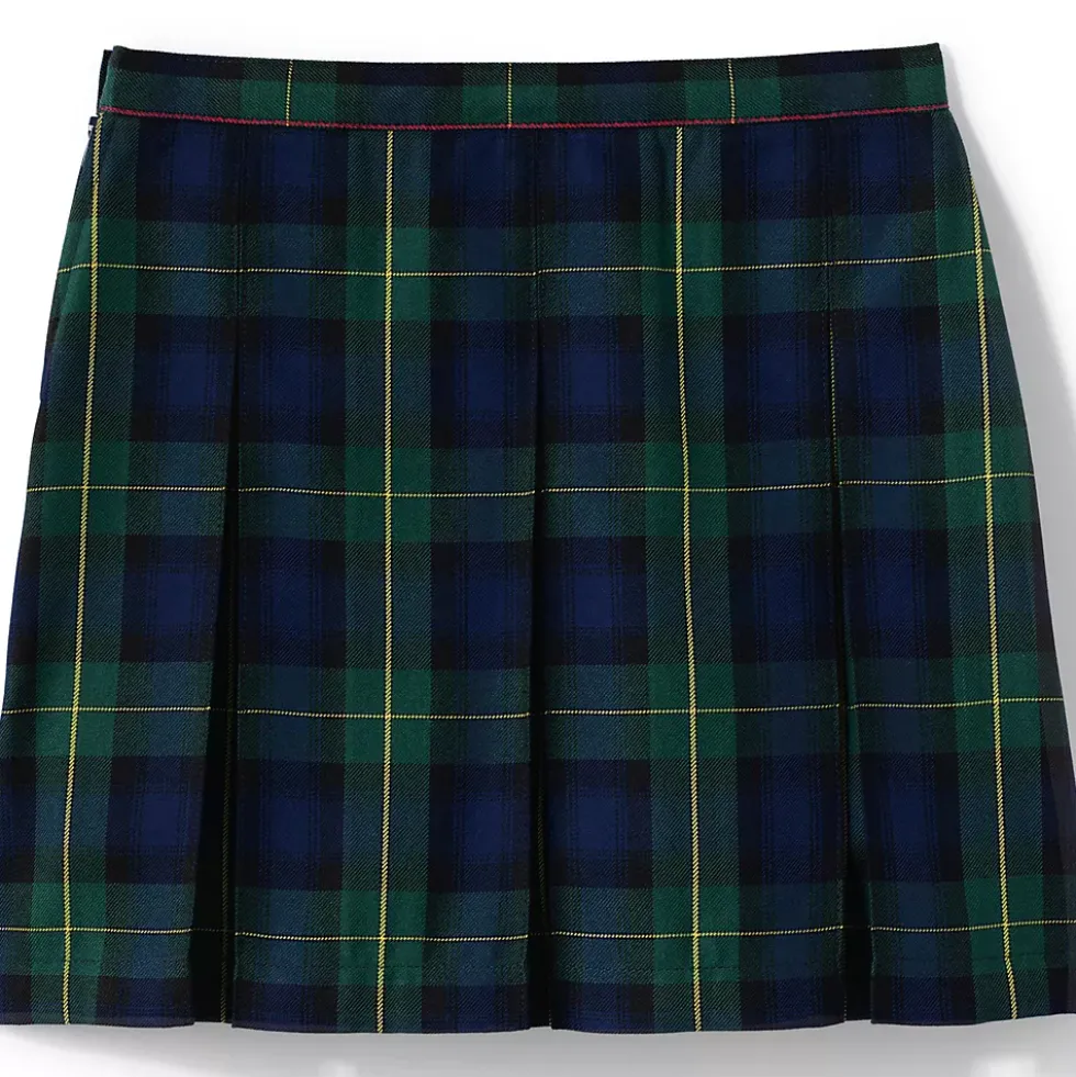 School Uniform Girls Plaid Box Pleat Skirt Top of the Knee