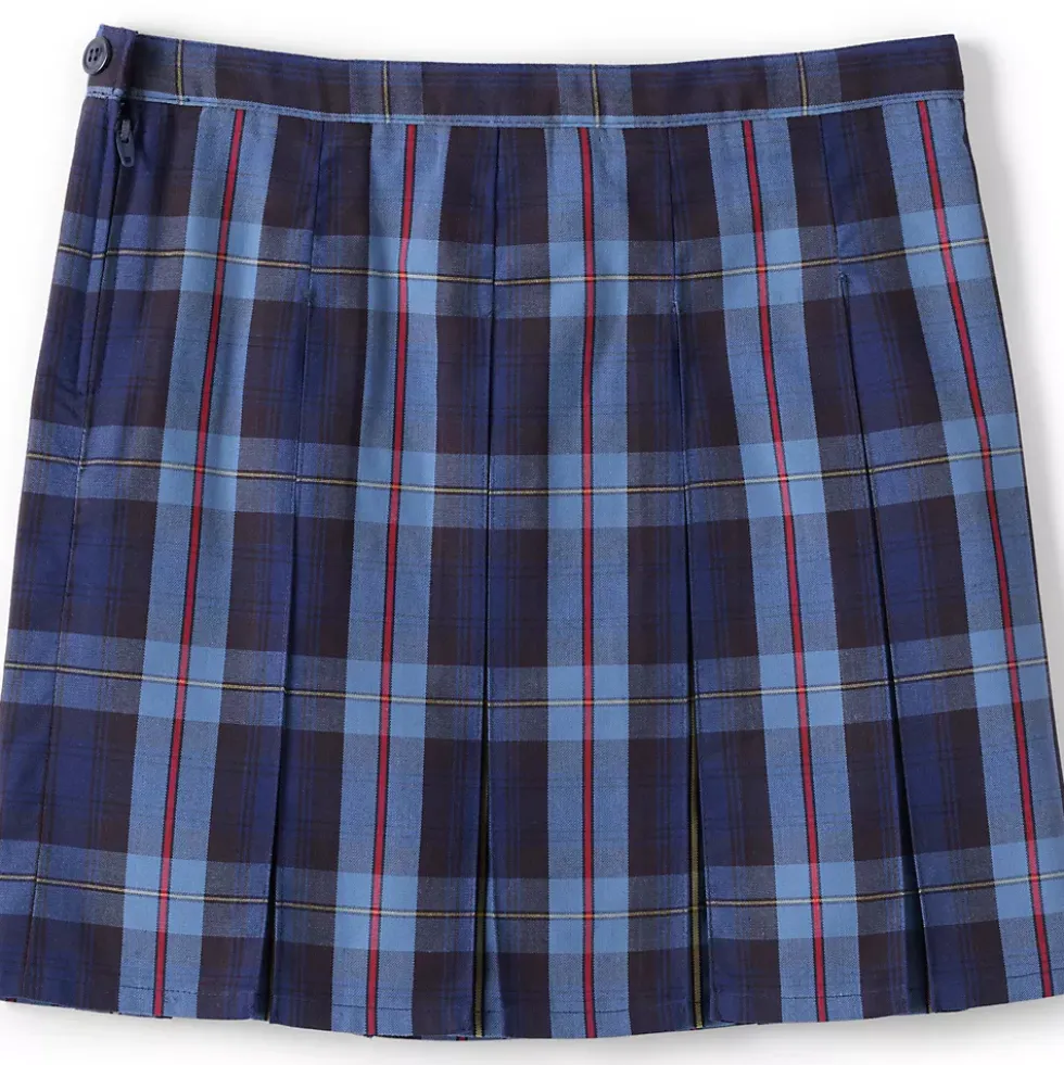 School Uniform Girls Plaid Box Pleat Skirt Top of the Knee
