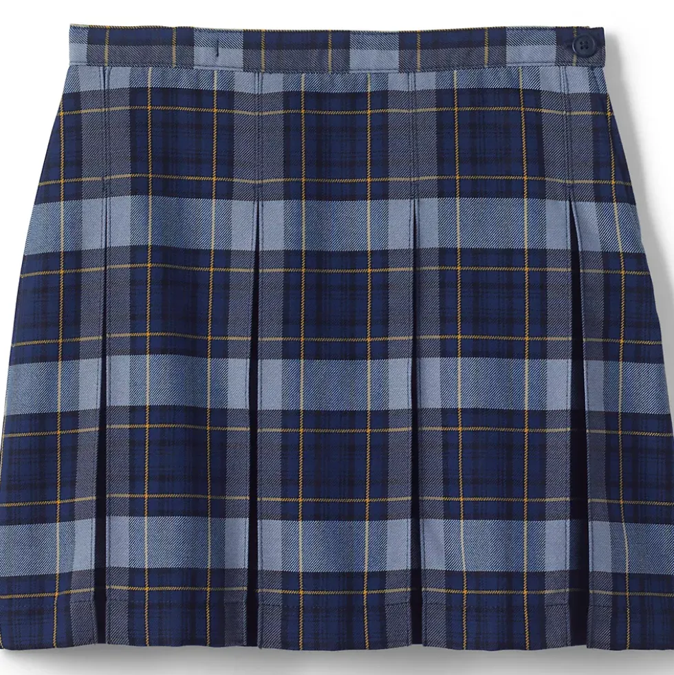 School Uniform Girls Plaid Box Pleat Skirt Top of the Knee