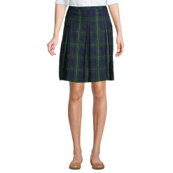 School Uniform Girls Plaid Box Pleat Skirt Top of the Knee