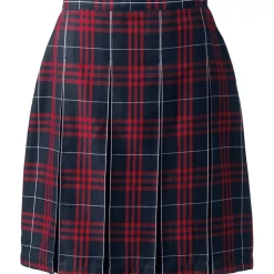 School Uniform Girls Plaid Box Pleat Skirt Top of the Knee