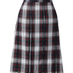 School Uniform Girls Plaid Box Pleat Skirt Top of the Knee