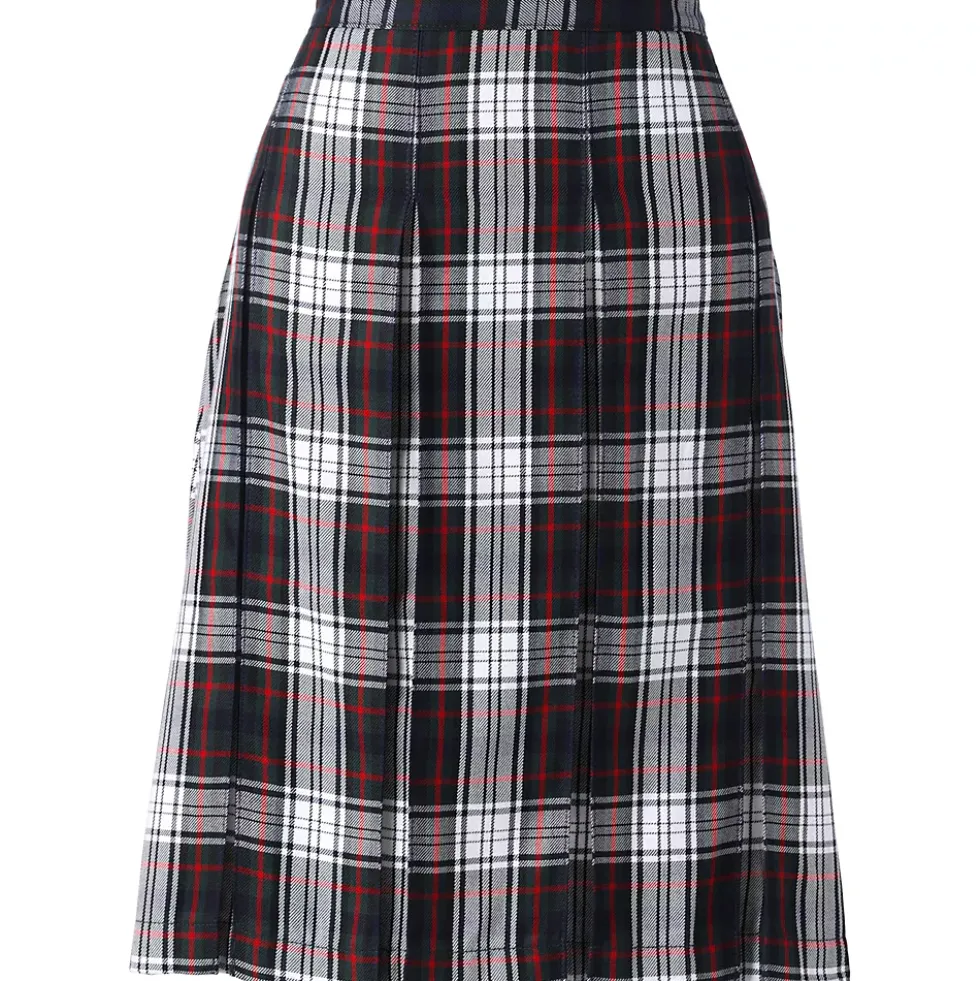 School Uniform Girls Plaid Box Pleat Skirt Top of the Knee