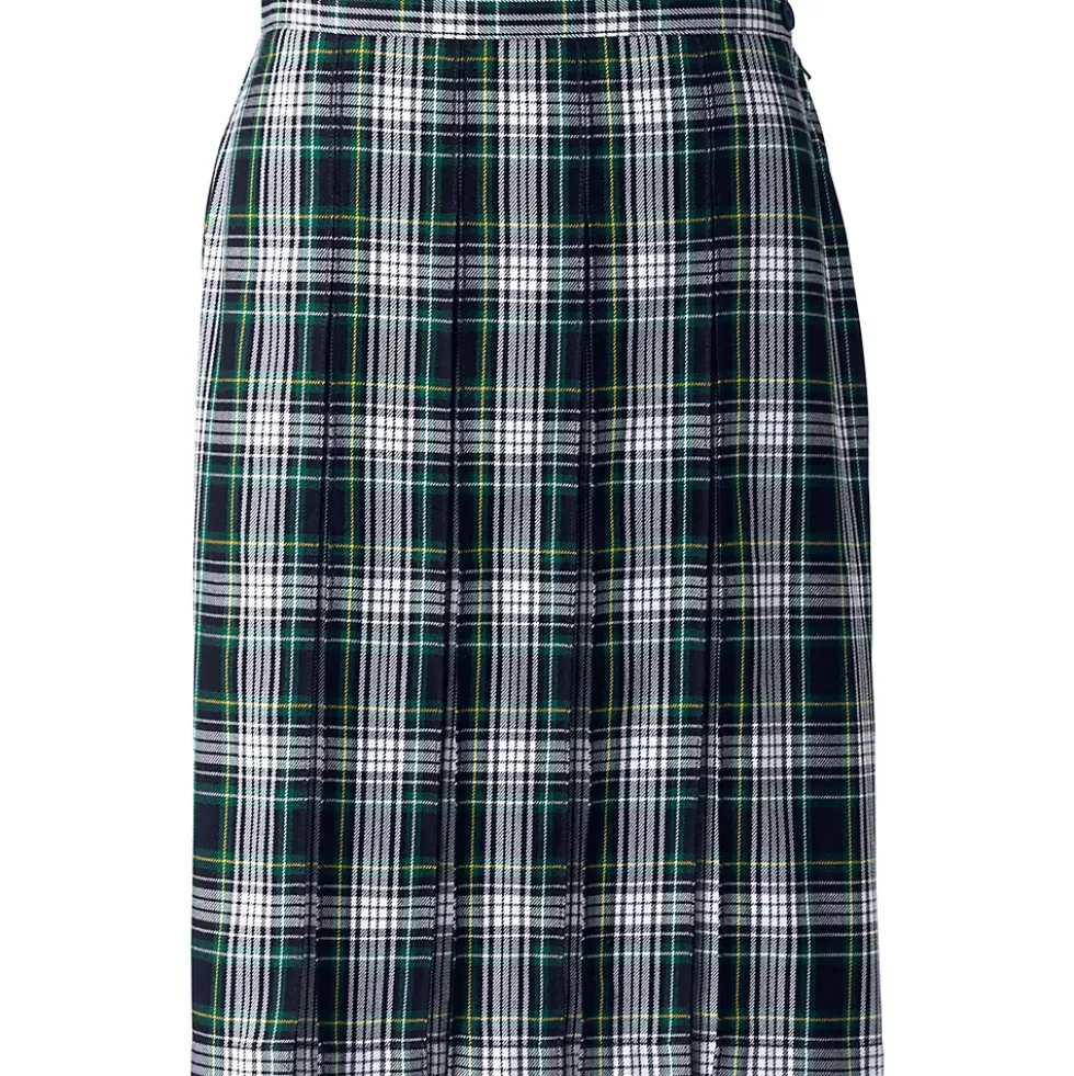 School Uniform Girls Plaid Box Pleat Skirt Top of the Knee