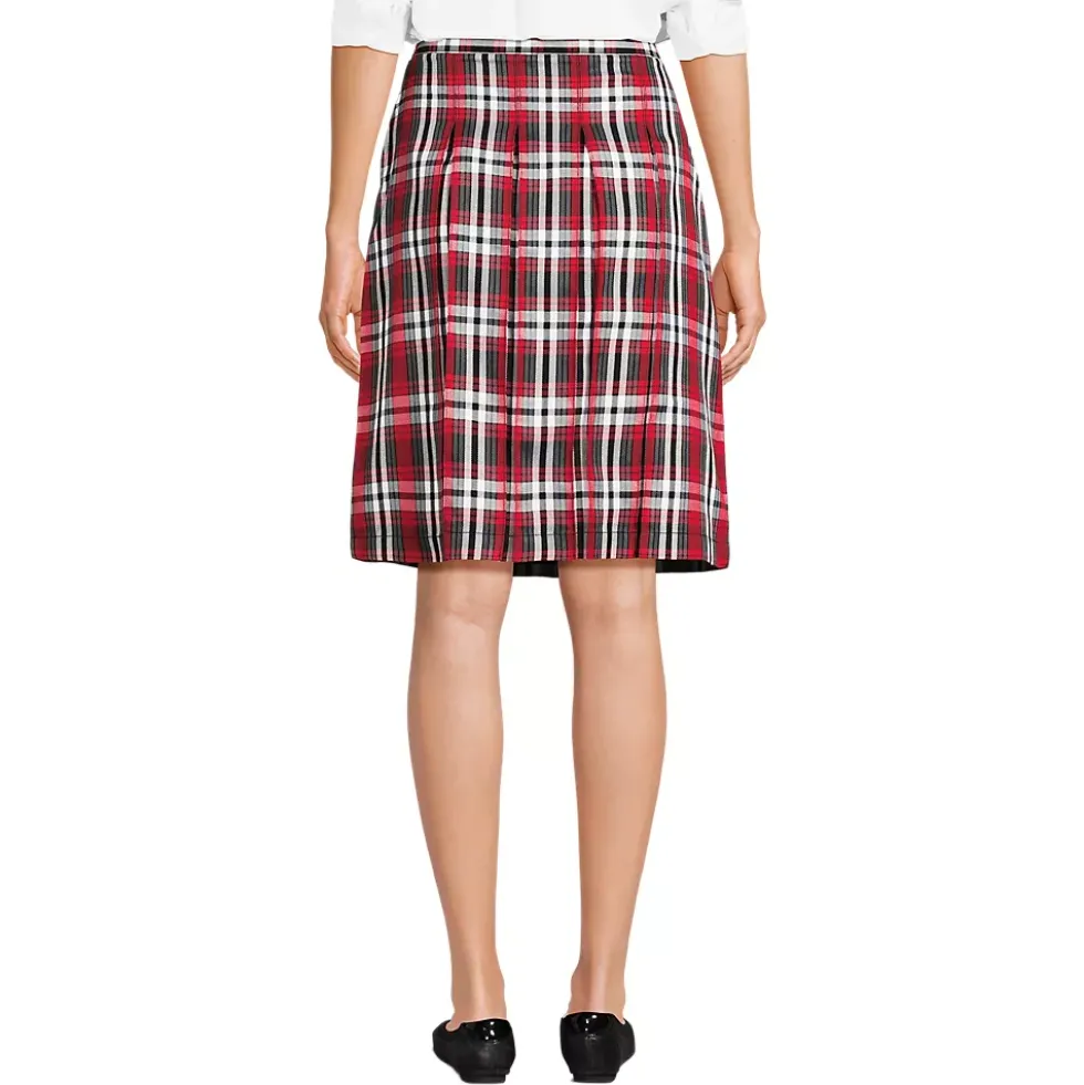 School Uniform Girls Plaid Box Pleat Skirt Top of the Knee