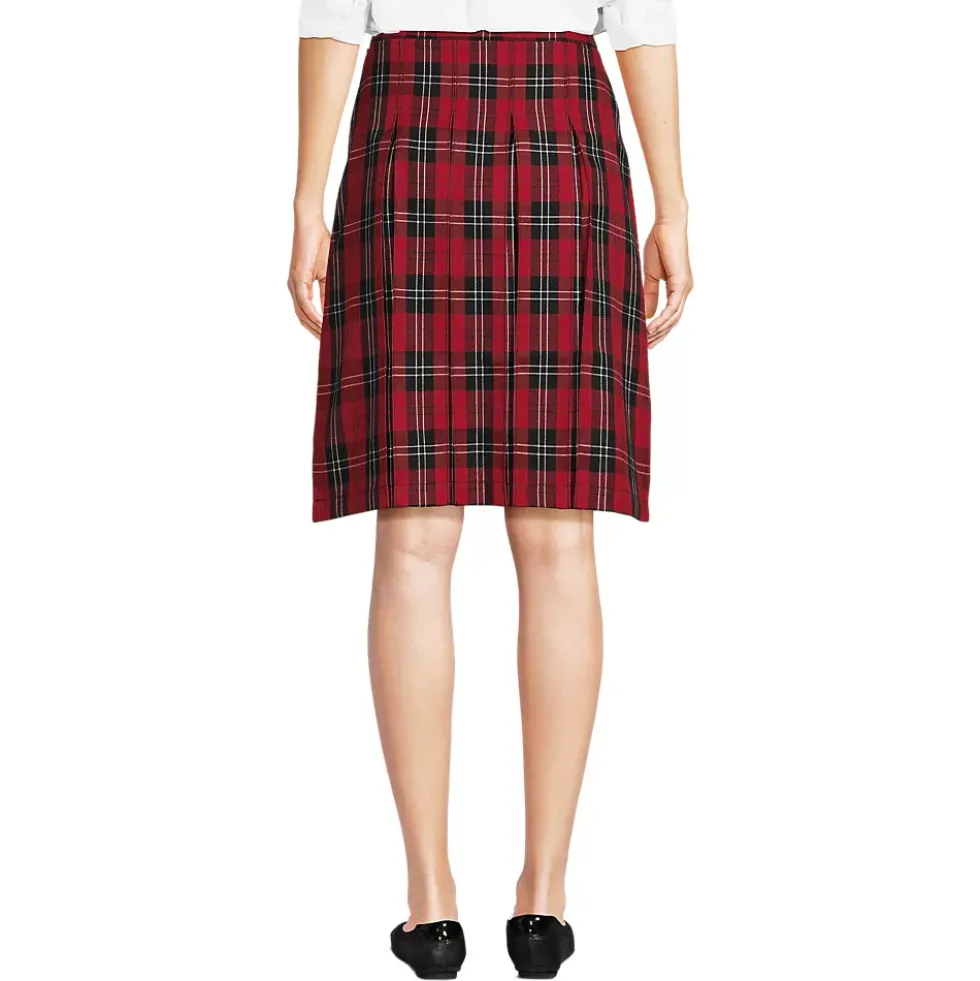 School Uniform Girls Plaid Box Pleat Skirt Top of the Knee