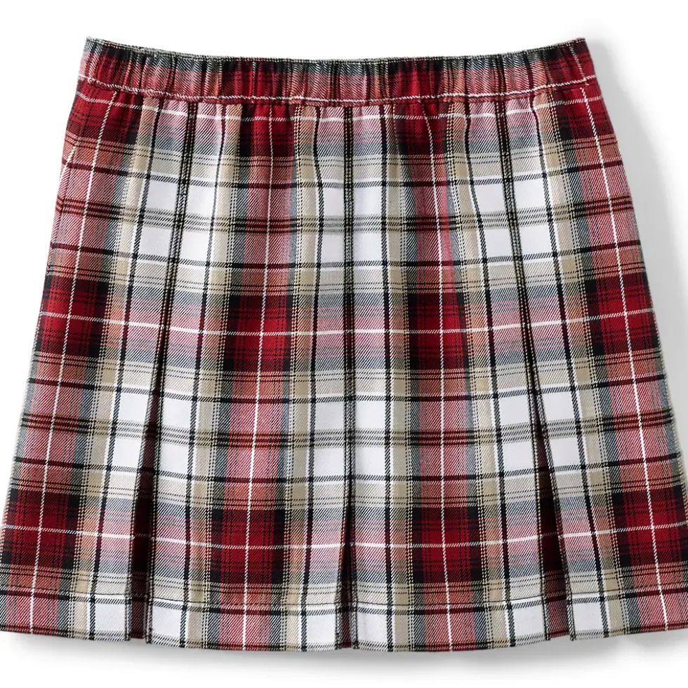 School Uniform Girls Plaid Box Pleat Skirt Top of the Knee