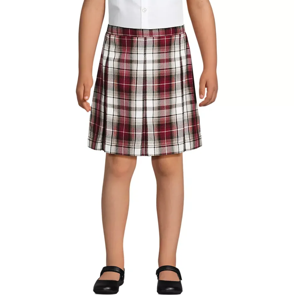School Uniform Girls Plaid Box Pleat Skirt Top of the Knee