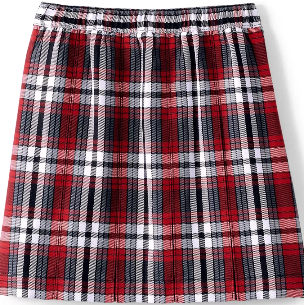 School Uniform Girls Plaid Box Pleat Skirt Top of the Knee