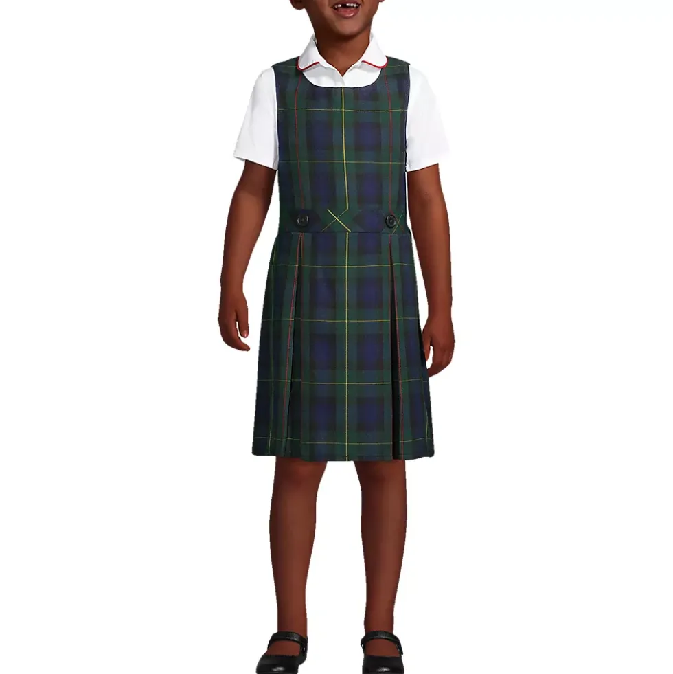 School Uniform Girls Plaid Jumper Top of Knee