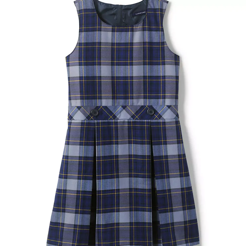 School Uniform Girls Plaid Jumper Top of Knee