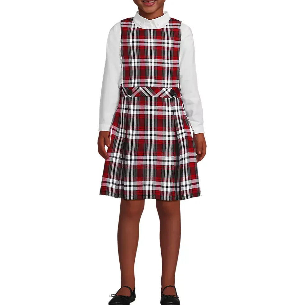 School Uniform Girls Plaid Jumper Top of Knee