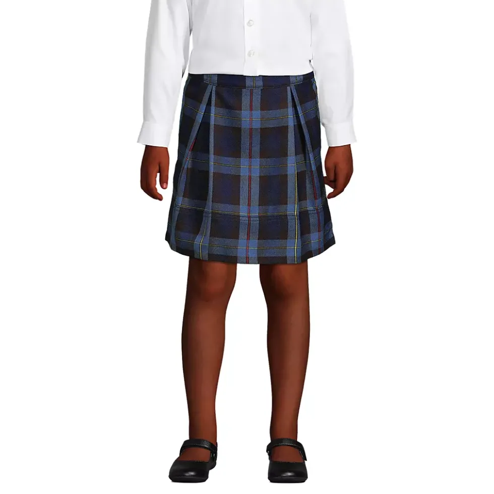 School Uniform Girls Plaid Pleated Skort Top of Knee