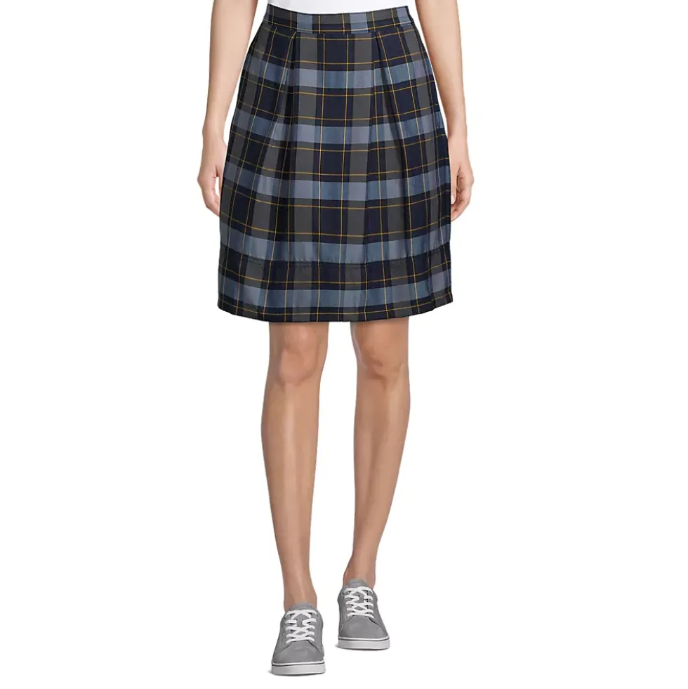 School Uniform Girls Plaid Pleated Skort Top of Knee