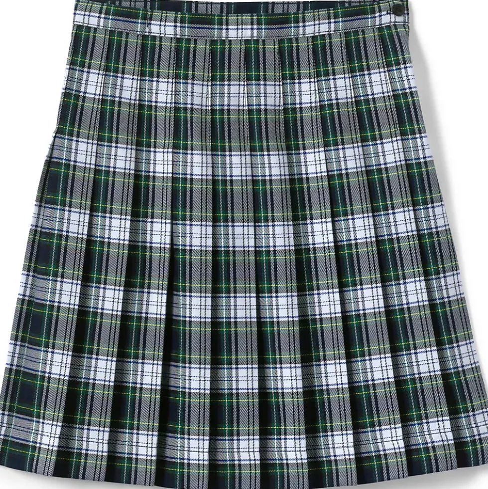 School Uniform Girls Plaid Pleated Skirt Below the Knee