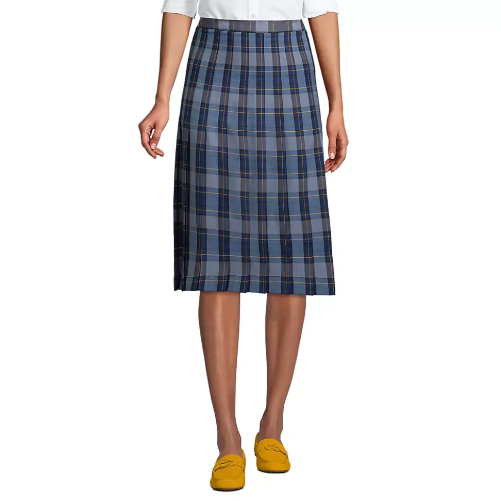 School Uniform Girls Plaid Pleated Skirt Below the Knee