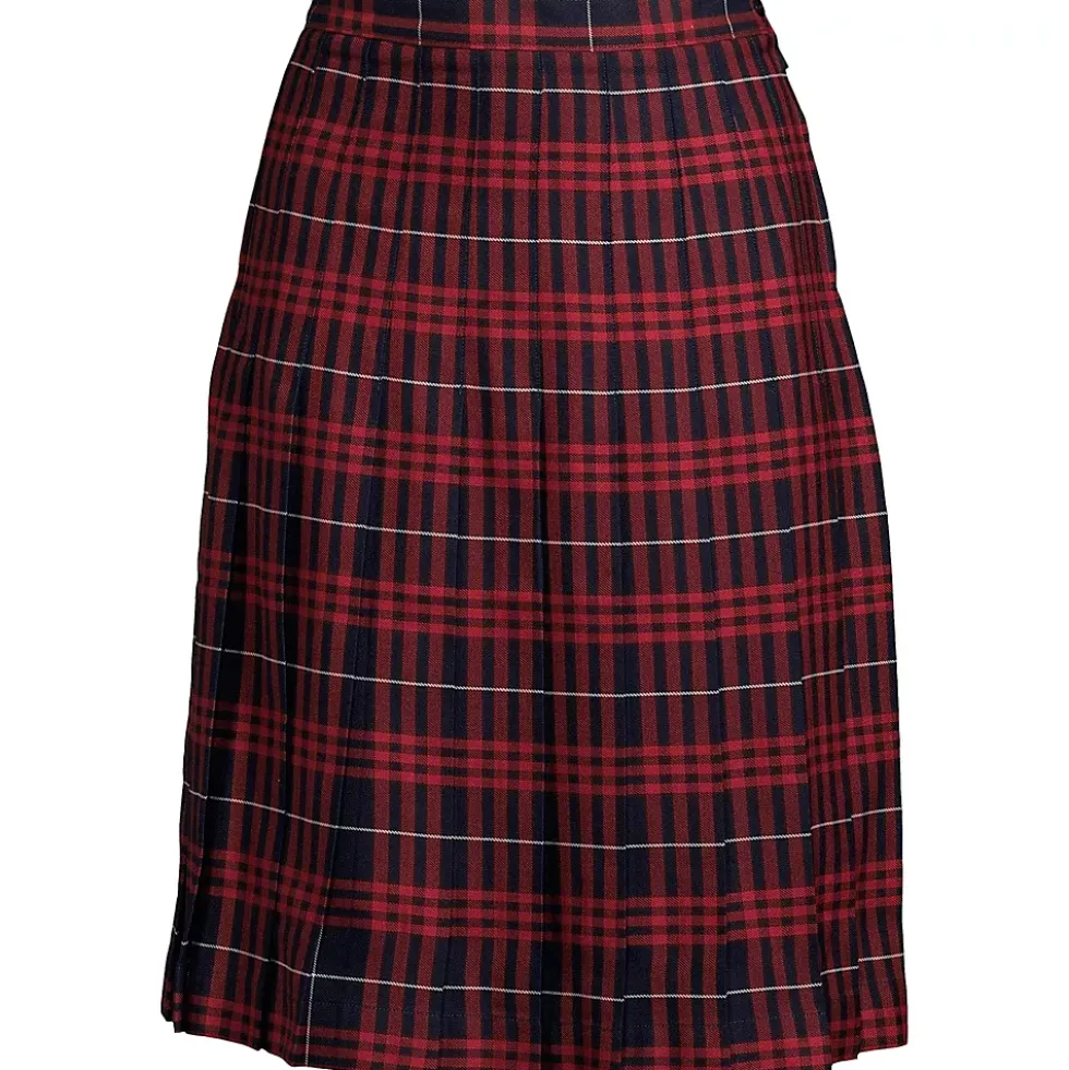 School Uniform Girls Plaid Pleated Skirt Below the Knee