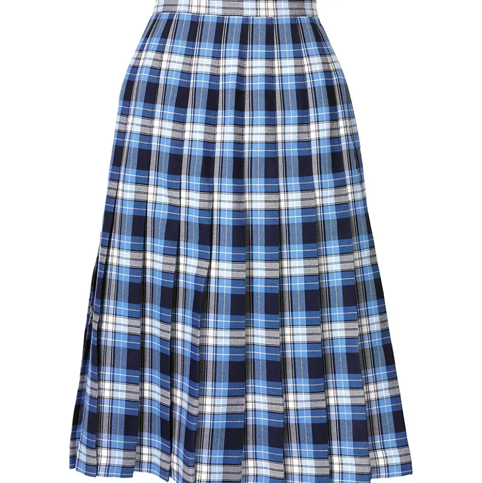 School Uniform Girls Plaid Pleated Skirt Below the Knee