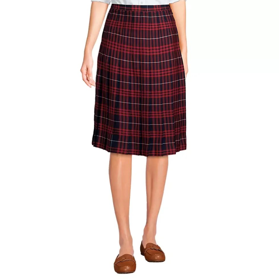 School Uniform Girls Plaid Pleated Skirt Below the Knee