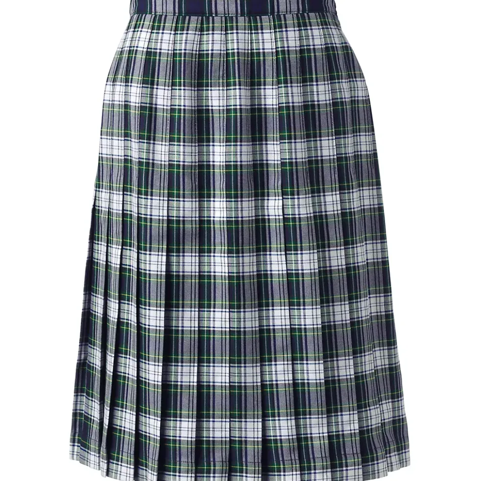 School Uniform Girls Plaid Pleated Skirt Below the Knee