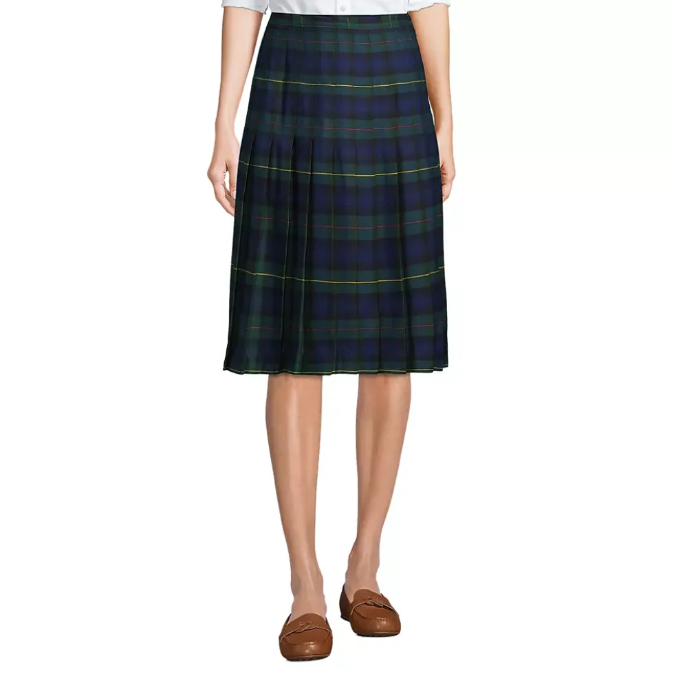 School Uniform Girls Plaid Pleated Skirt Below the Knee