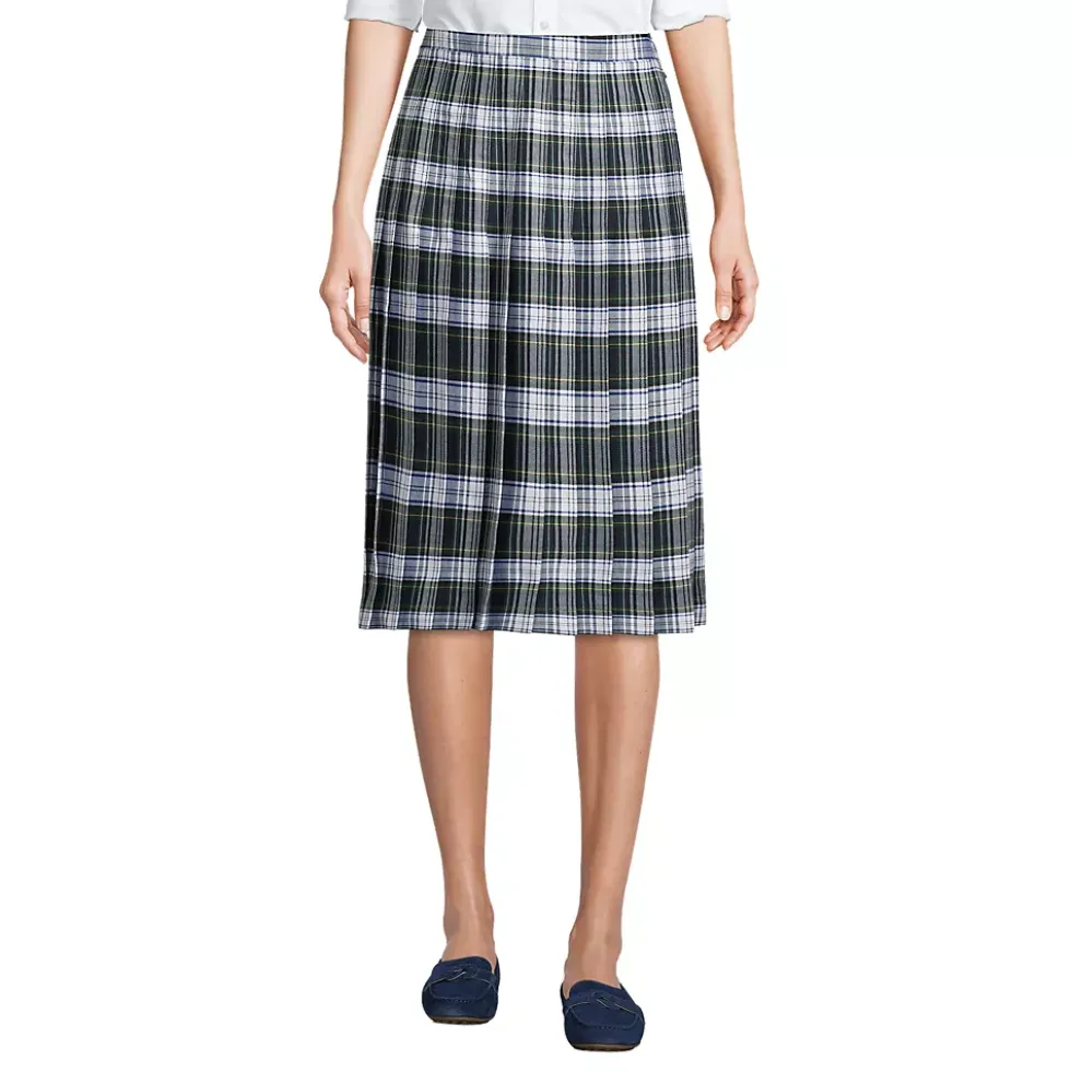 School Uniform Girls Plaid Pleated Skirt Below the Knee