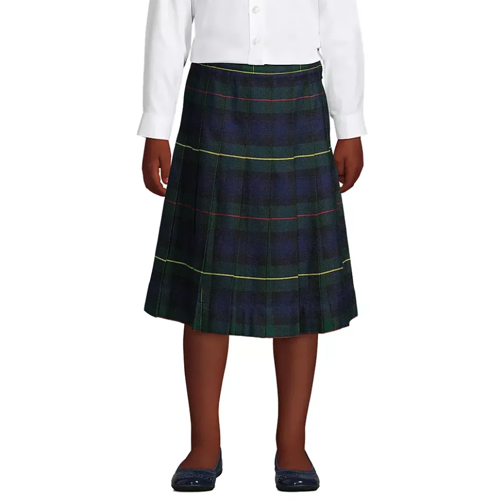 School Uniform Girls Plaid Pleated Skirt Below the Knee