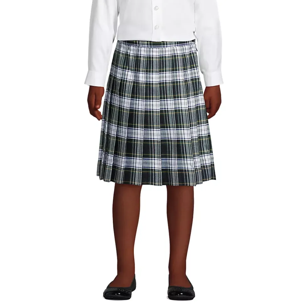 School Uniform Girls Plaid Pleated Skirt Below the Knee
