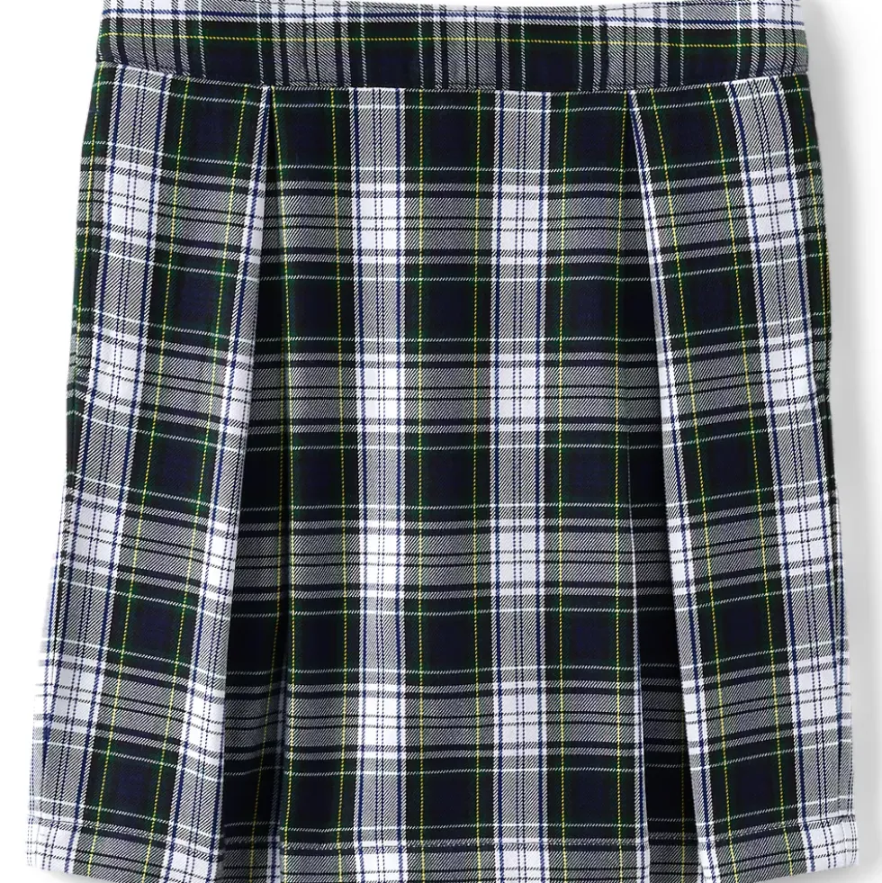 School Uniform Girls Plaid Skort Top of Knee