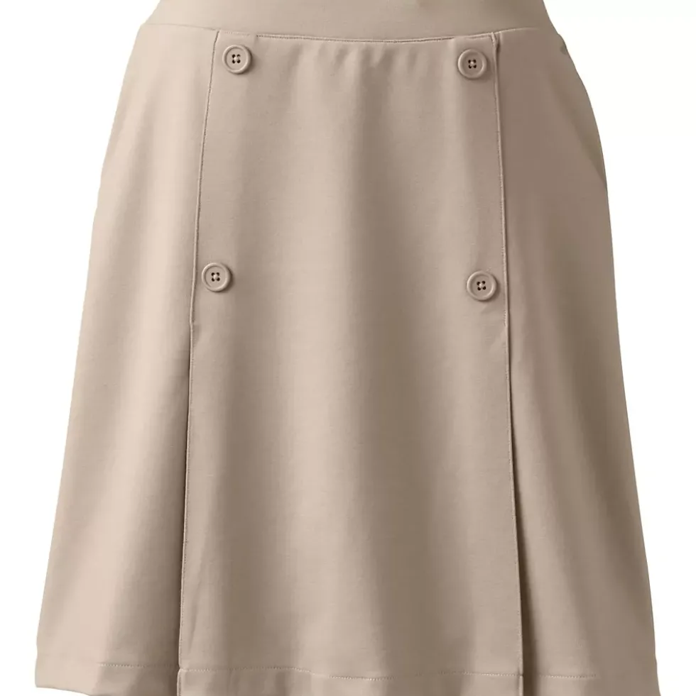 School Uniform Girls Ponte Button Front Skort Above the Knee