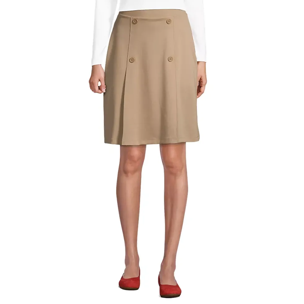 School Uniform Girls Ponte Button Front Skort Above the Knee
