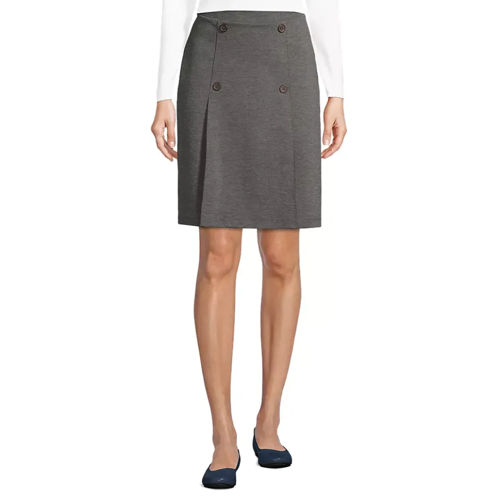 School Uniform Girls Ponte Button Front Skort Above the Knee