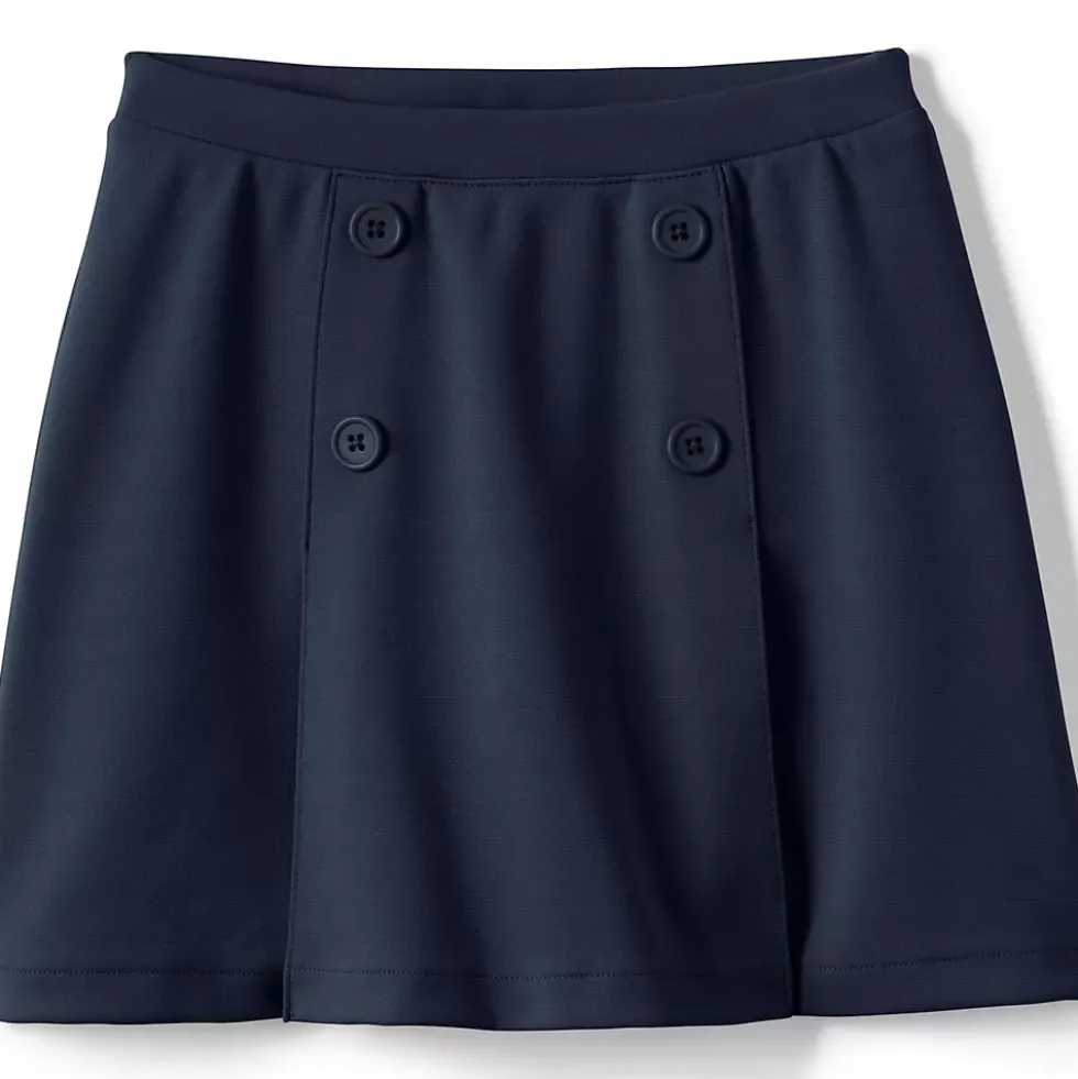 School Uniform Girls Ponte Button Front Skort Above the Knee