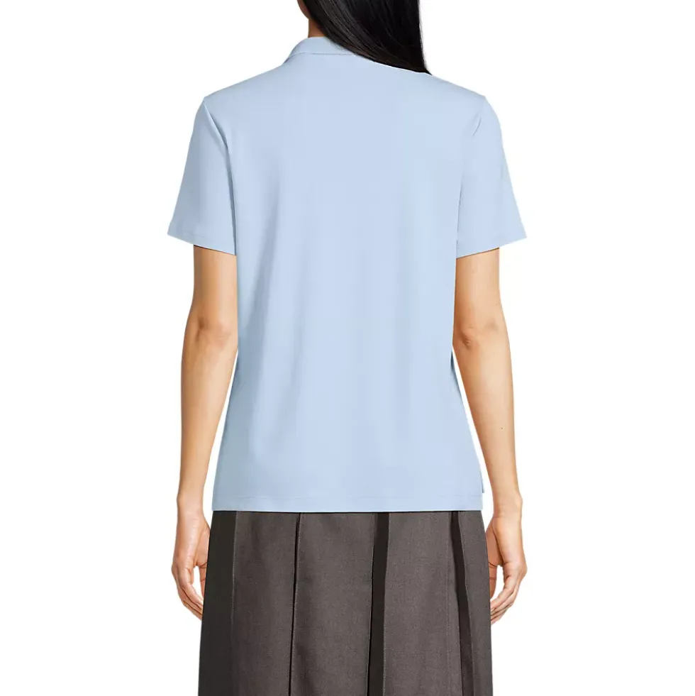 School Uniform Girls Short Sleeve Feminine Fit Interlock Polo Shirt