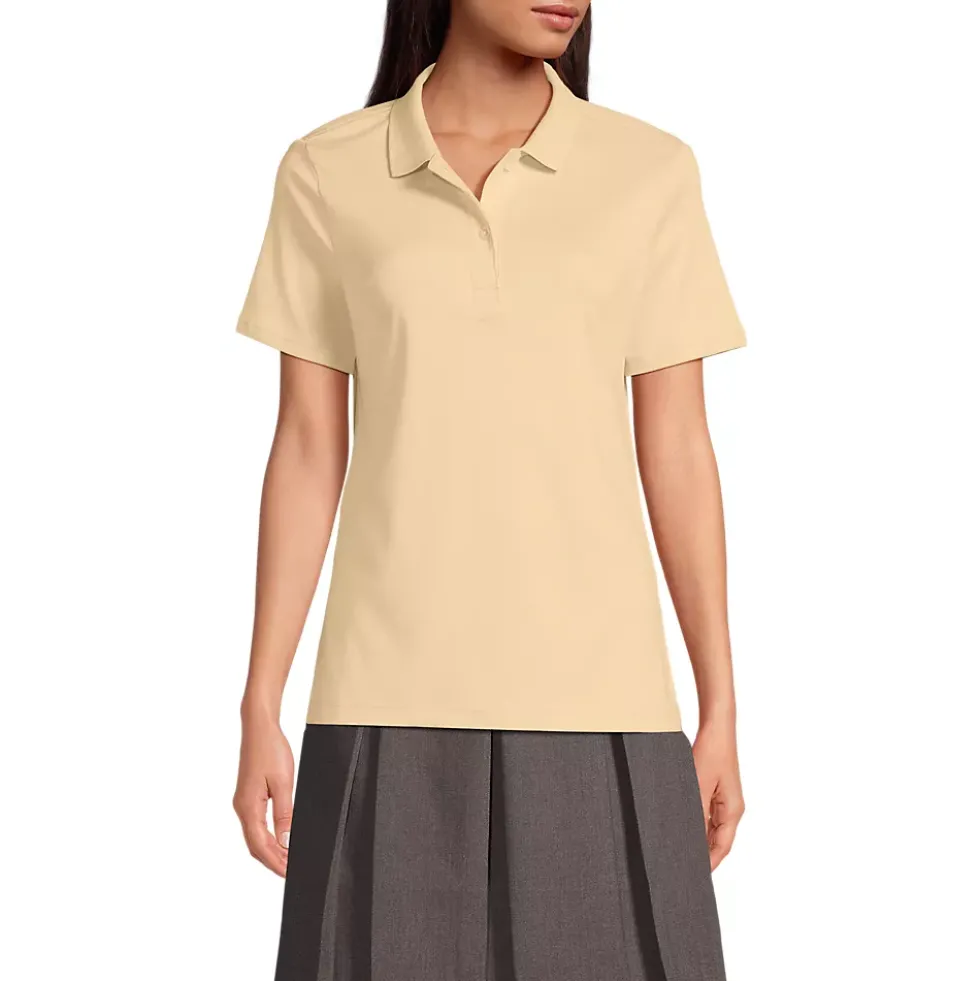 School Uniform Girls Short Sleeve Feminine Fit Interlock Polo Shirt