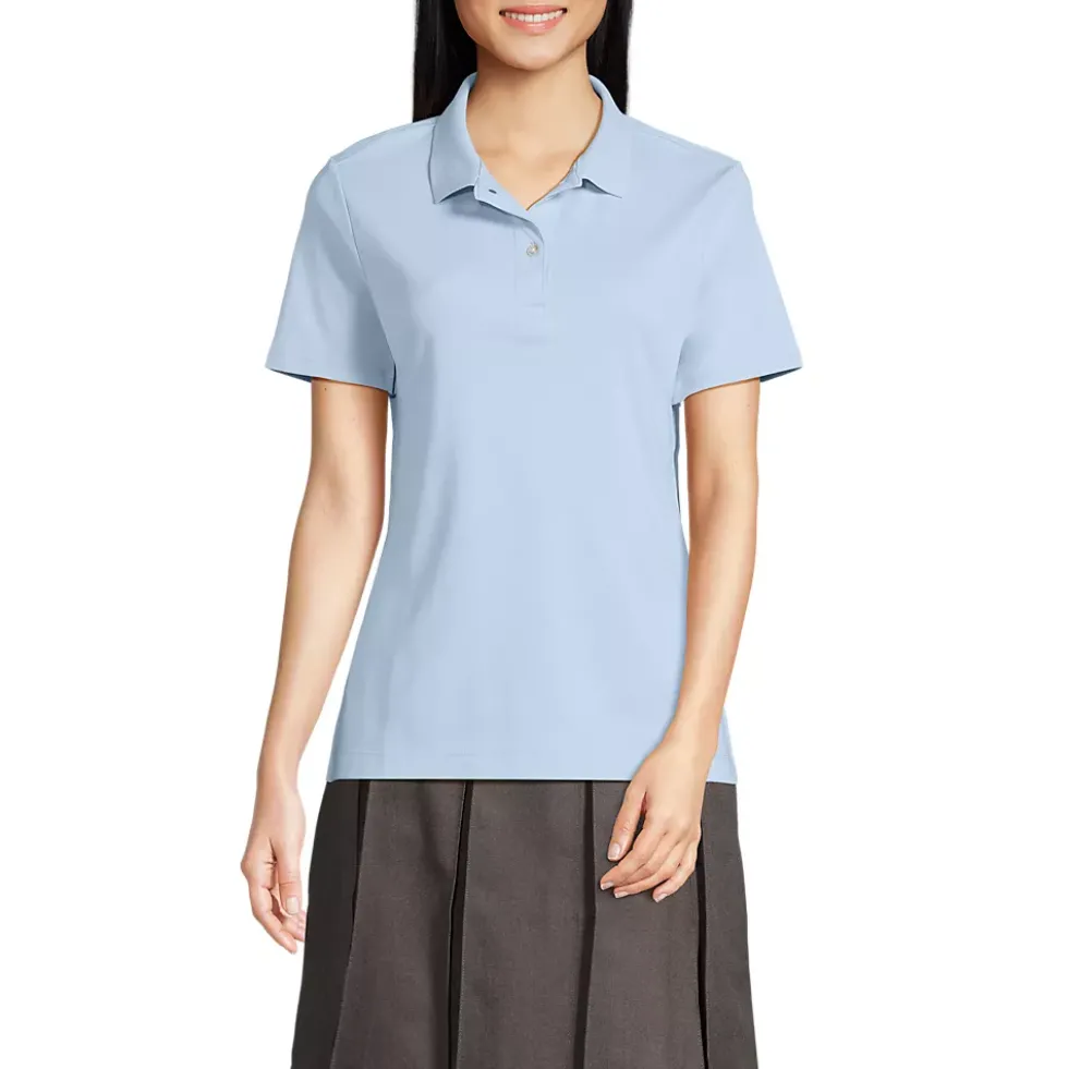 School Uniform Girls Short Sleeve Feminine Fit Interlock Polo Shirt