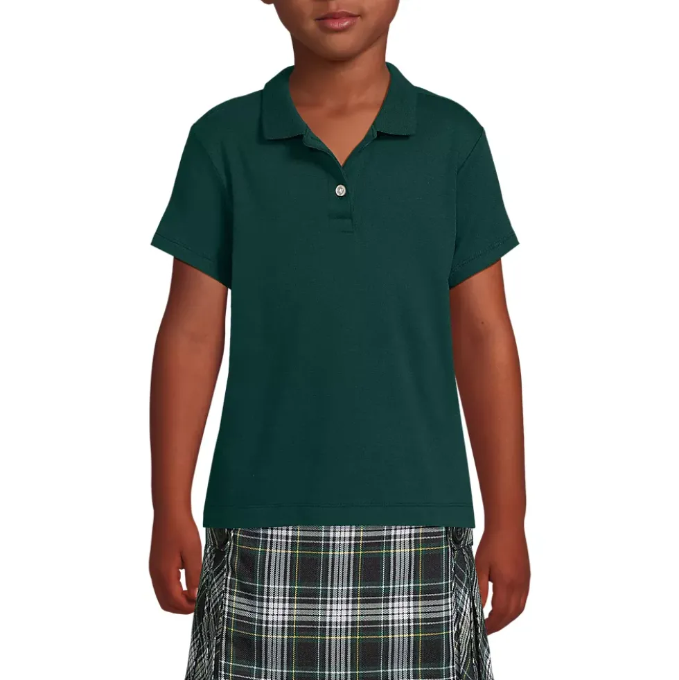 School Uniform Girls Short Sleeve Feminine Fit Interlock Polo Shirt