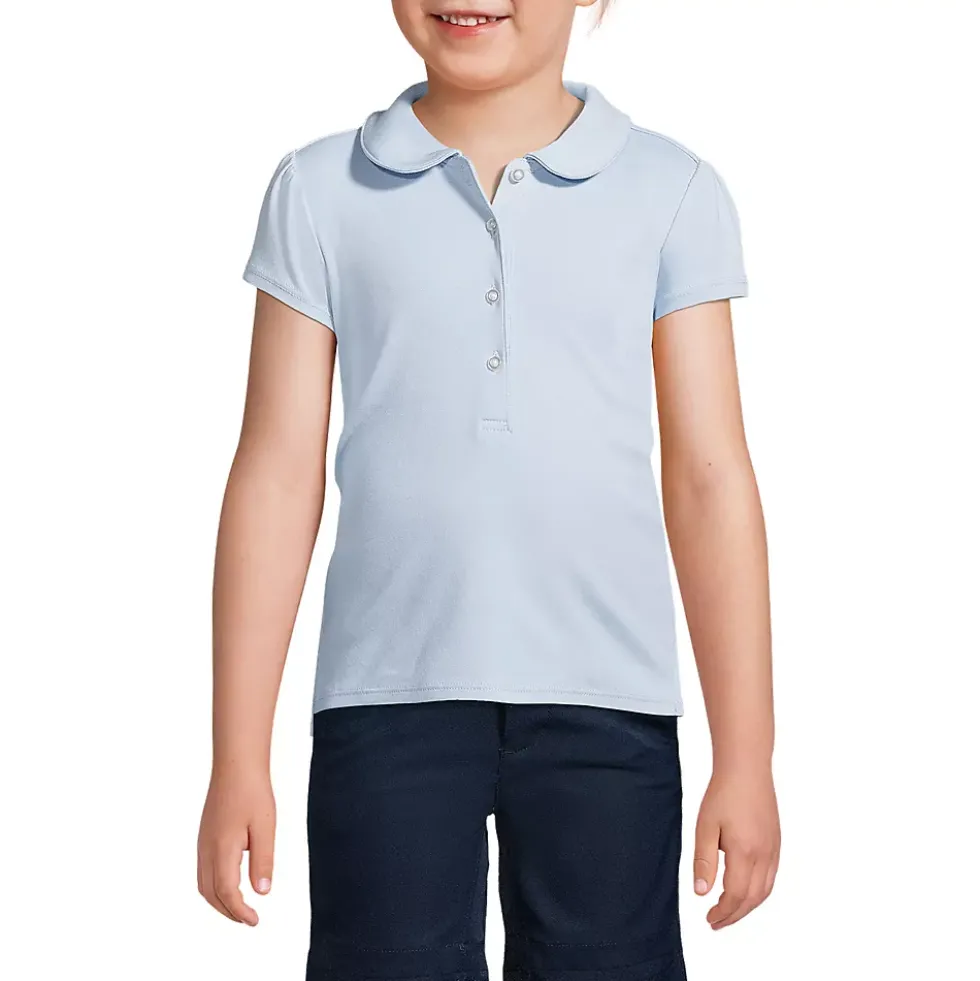 School Uniform Girls Short Sleeve Peter Pan Collar Polo Shirt