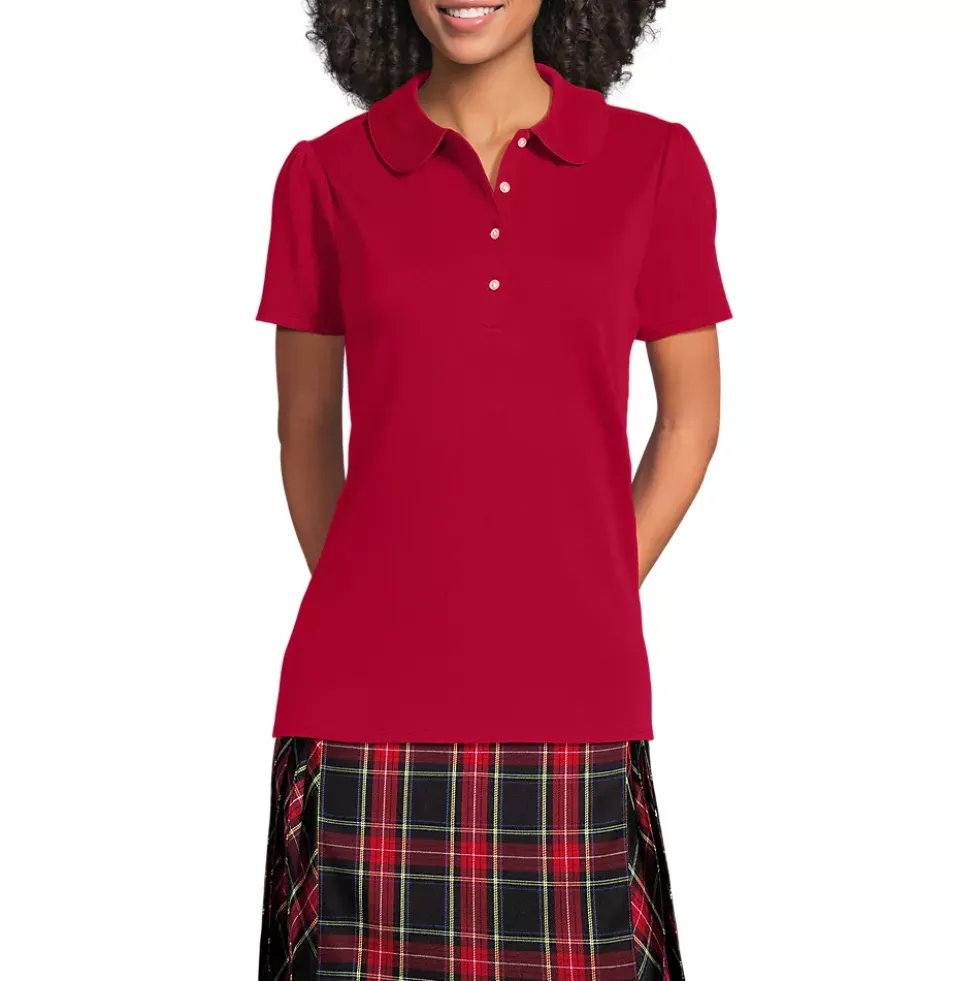 School Uniform Girls Short Sleeve Peter Pan Collar Polo Shirt