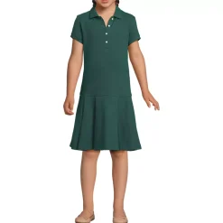 School Uniform Girls Short Sleeve Mesh Pleated Polo Dress