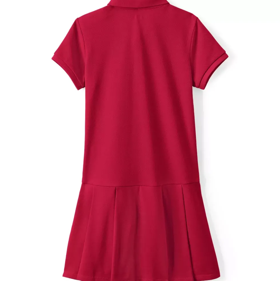 School Uniform Girls Short Sleeve Mesh Pleated Polo Dress