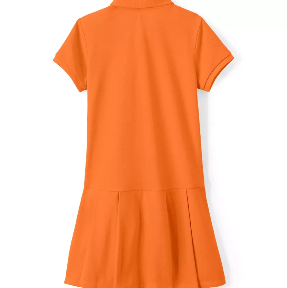 School Uniform Girls Short Sleeve Mesh Pleated Polo Dress