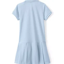 School Uniform Girls Short Sleeve Mesh Pleated Polo Dress