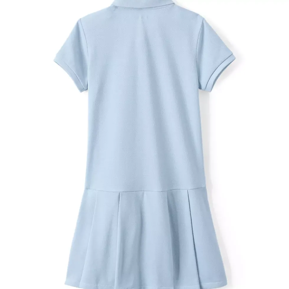 School Uniform Girls Short Sleeve Mesh Pleated Polo Dress