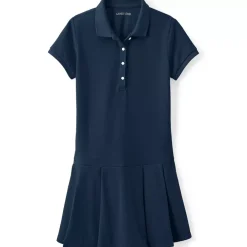 School Uniform Girls Short Sleeve Mesh Pleated Polo Dress