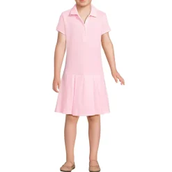 School Uniform Girls Short Sleeve Mesh Pleated Polo Dress