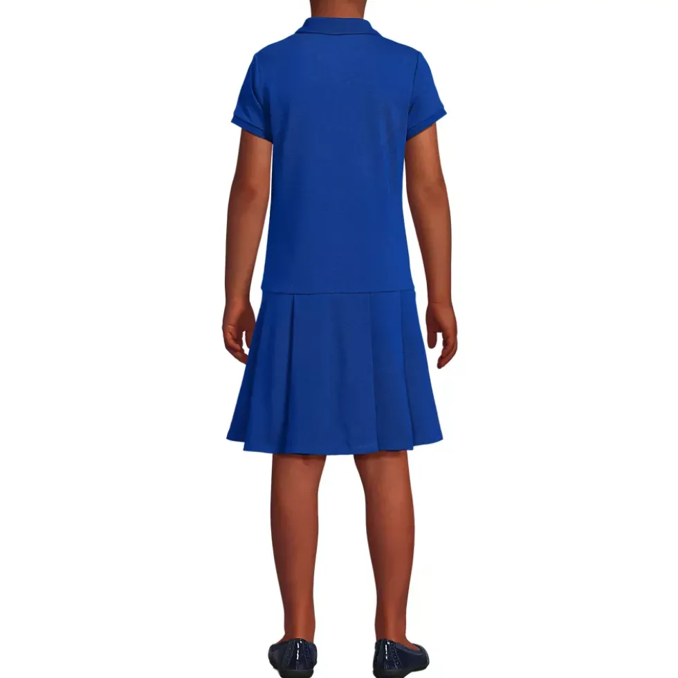 School Uniform Girls Short Sleeve Mesh Pleated Polo Dress
