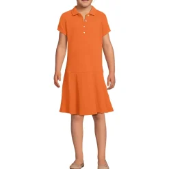 School Uniform Girls Short Sleeve Mesh Pleated Polo Dress